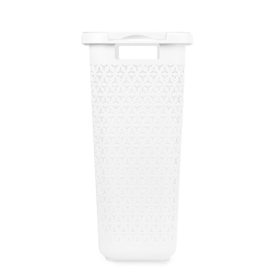 Корзина д/белья "Элемент" 30л узкая (белый) М9083