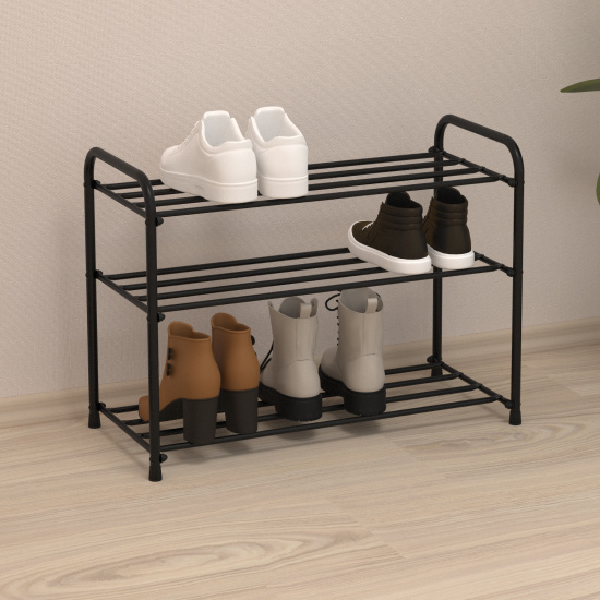 Подставка для обуви "Альфа 23" (Черный) (3-х полочная,60см)