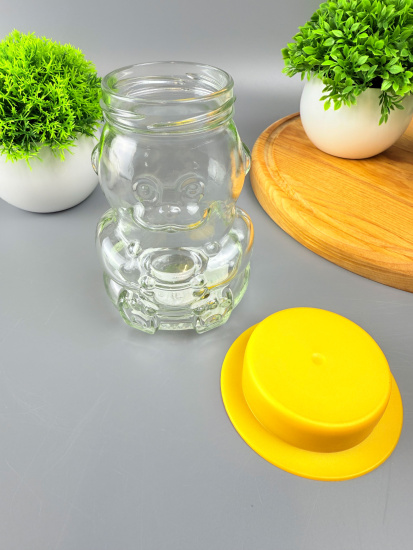 Банка  для мёда 275 мл, "МИШКА" шляпа желтая 475-985     Банка  для мёда 275 мл, "МИШКА" шляпа желтая 475-985