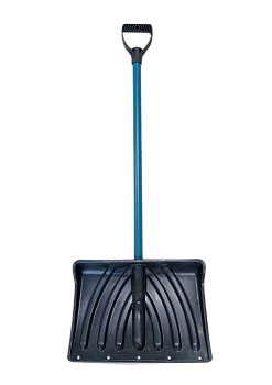 Снеговая лопата КРЕПЫШ №2 пласт. с клёпанной планкой 465х340мм,ø-32 с мет.чер.п/о и V-ручкой 13904