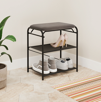 Подставка для обуви "Гранада 13_НБК" с сиденьем нубук (черный) 