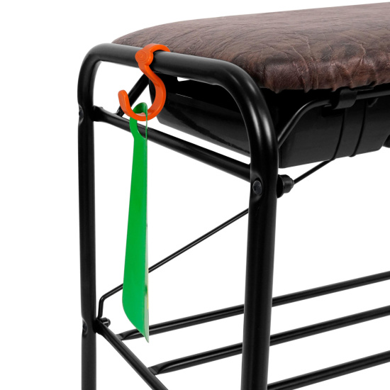 Подставка для обуви "Альфа 13" с сиденьем и ящиком (Черный) (3-х полочная,45см)