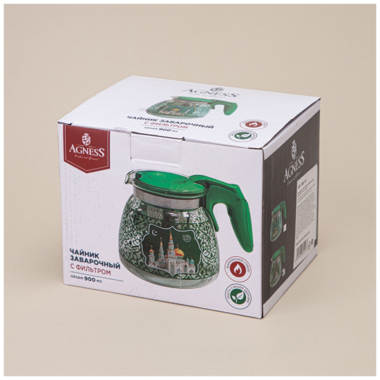 ЗАВАРОЧНЫЙ ЧАЙНИК AGNESS С ФИЛЬТРОМ "СУРА"  900 МЛ. (885-117)