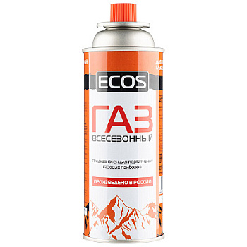 Газ в баллоне для портативных приборов ECOS (цанговый, всесезонный, 400мл.) 105732