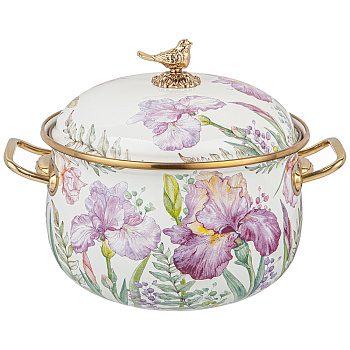 КАСТРЮЛЯ ЭМАЛИРОВАННАЯ AGNESS С КРЫШКОЙ, СЕРИЯ IRISES 3,8Л, ДИА.20СМ ПОДХОДИТ ДЛЯ ИНДУК.ПЛ (950-573)