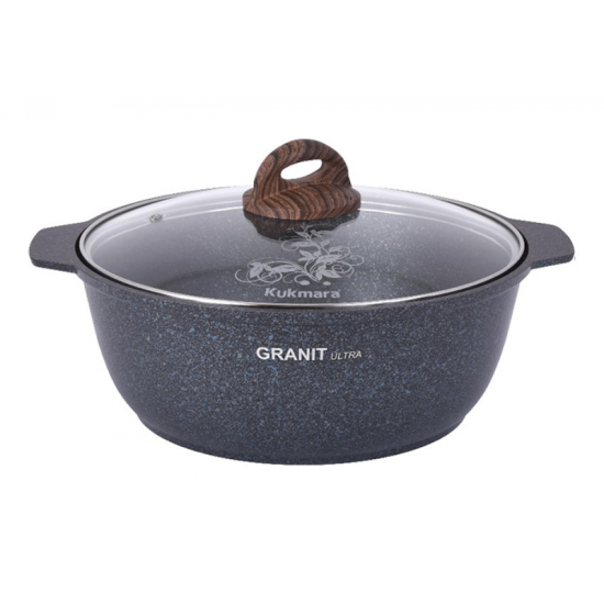 Кастрюля-жаровня 4,0л со стекл.крышкой АП "Granit ultra" (blue) жгг41а