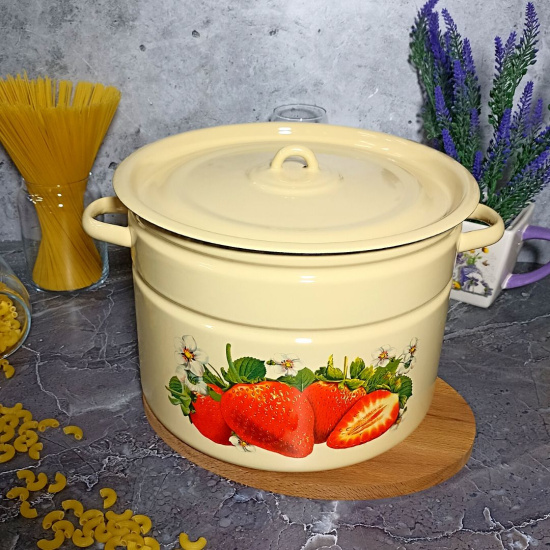 Кастрюля 12,5л цил. 1с300с крем Клубника садовая