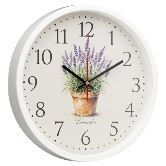 3027-042 (10) Часы настенные круг d=30см, корпус белый "Лаванда", Рубин