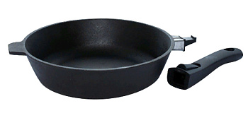 Сковорода литая чугунная 260*60 со съемной бакелитовой ручкой  с6060