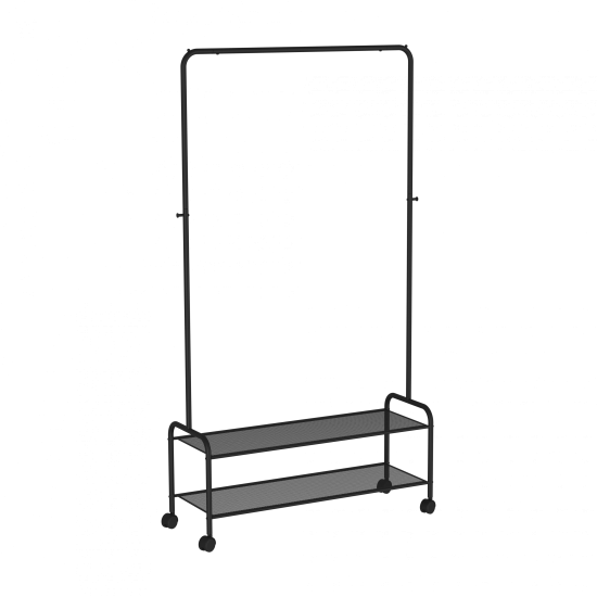 Вешалка гардеробная "Валенсия 32М" с двумя полками, на колёсах (VALENCIA 32M clothes rack) Черный