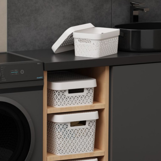 Корзина "Элемент" 17л (с крышкой)(белый) М9019