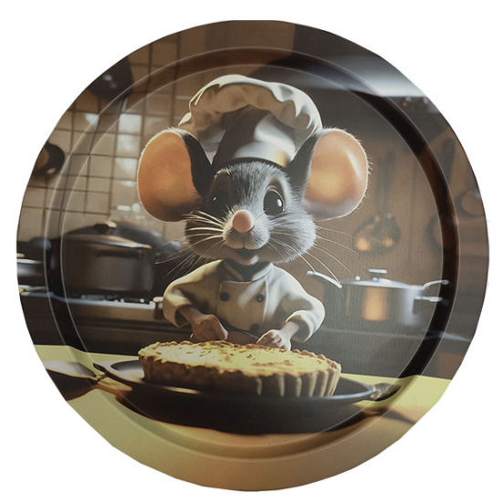 Поднос сервировочный жестяной "Мышь" 310*310*17мм ID10096