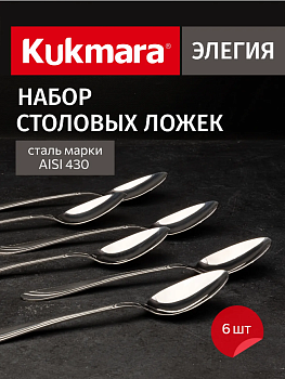 Набор ложек столовых 6 предметов "Элегия" (М02) в упаковке НСП-0602лс Набор ложек столовых 6 предметов "Элегия" (М02) в упаковке НСП-0602лс