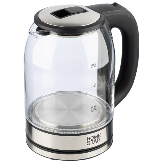 Чайник Homestar HS-1042 (1,8 л) стекло, пластик черный 105222