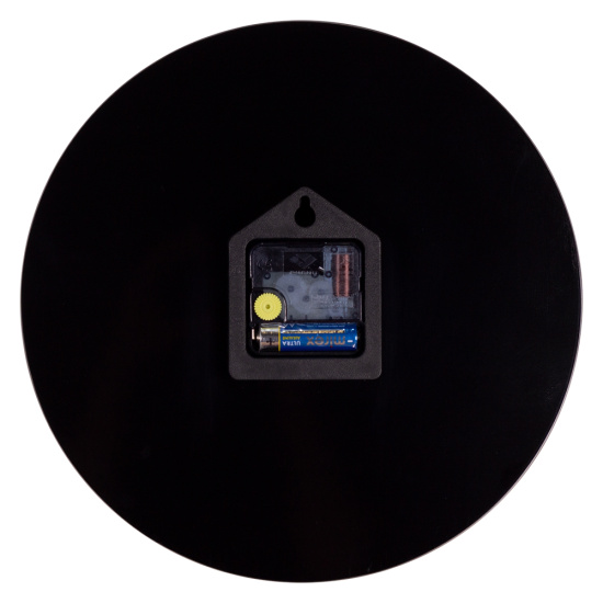 Часы настенные из стекла, d=33см, чёрный+серебро, открытая стрелка, "Пластинка" Рубин 3300-002 ,,