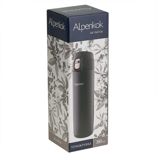 Термокружка  вакуумная 380мл черная ALPENKOK AK-04810A 