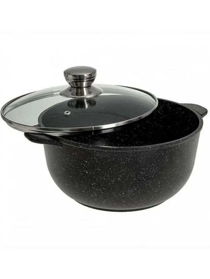 Кастрюля алюминиевая с антипригарным покрытием и стеклянной крышкой 4л серии "Орион" 1704-04-10