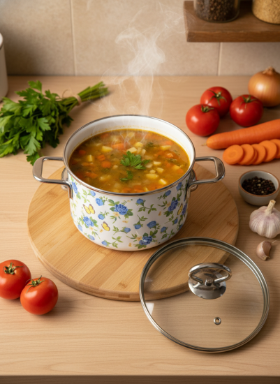 Кастрюля цил. 2л "Summer Time", белосн., 1SD165S