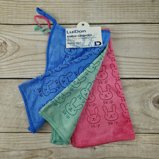 Набор салфеток с рисунком из микрофибры LuiDon 3шт., 25*25см OLS-862-5 (10066)