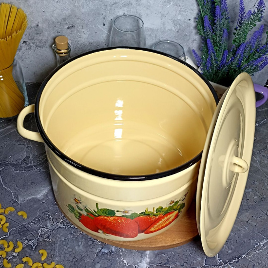 Кастрюля 12,5л цил. 1с300с крем Клубника садовая