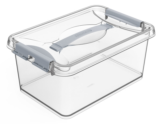Контейнер с защелками и ручкой 8л "Клик" прозрачный С273ПРО Контейнер с защелками и ручкой 8л "Клик" прозрачный С273ПРО