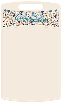 Доска разделочная "Bergamo" прямоуг. 335х220х4мм с декором"Терраццо"(светло-бежевый) 223134225/01