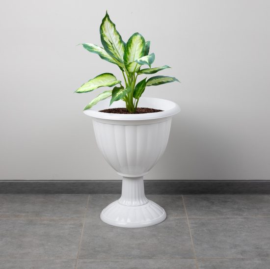 Вазон "Жасмин"18л на высокой ножке белый М1392