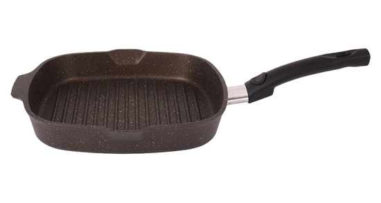 Сковорода-гриль квадратная 280*280мм со съемной ручкой, АП (кофейный мрамор) сгкмк281а,,