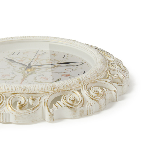 4126-026 (5) Часы настенные круг ажурный d=40,5см, корпус белый с золотом "Возрождение", Рубин