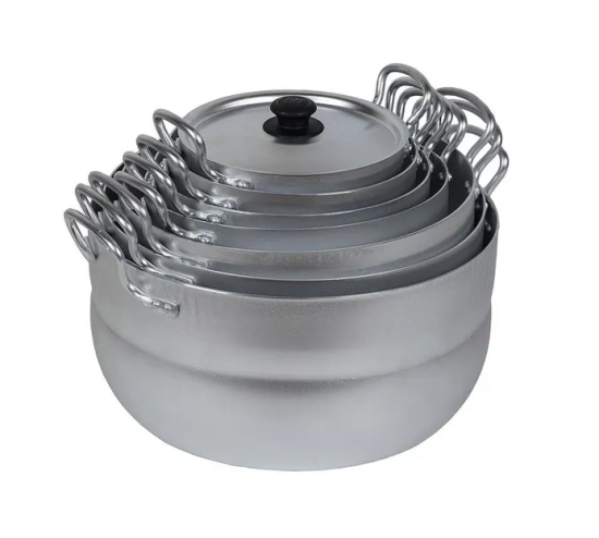 НАБОР“МАТРЕШКА”из 7 полусфер кастрюль(1,7;2,5;3;4,5; 6;8;10 л), 2 мет/руч, мет/кр. Алюминий 11107