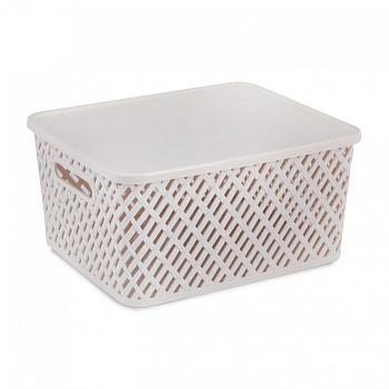 Корзина "Плетенка" 350х290х175мм с крышкой (бежевый) М3557