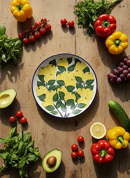 Ляган 42см, плоский Риштанская керамика Яблоко