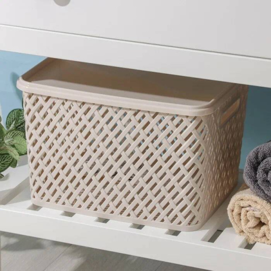 Корзина "Плетенка" (350*290*225) с крыш. бежев. М3552