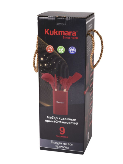 Набор кухонных принадлежностей из силикона 9 предметов Red kuk-04/09011401