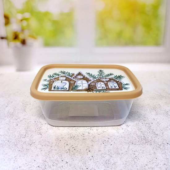 Контейнер для продуктов прямоугольный 0,85л с декором (бежевый) 222106927/03 Контейнер для продуктов прямоугольный 0,85л с декором (бежевый) 222106927/03