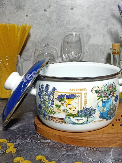 Кастрюля сф. 2 л. белосн. Горная лаванда 6RC161M  Кастрюля сф. 2 л. белосн. Горная лаванда 6RC161M