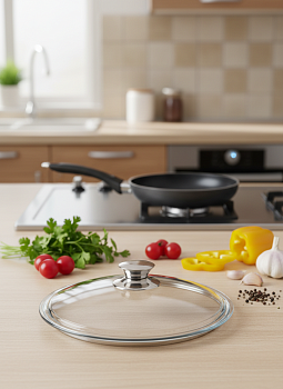 Крышка жаропрочн. стекло 220мм металл. ручка TM Горница, КрМ220