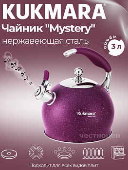 Чайник из нержавеющей стали, со свистком,3л, MYSTERY Ч-02