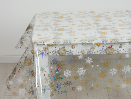 Клеенка прозрачная 0,18мм (1,4м*30м) Снежинки SD-075 STP6060-1