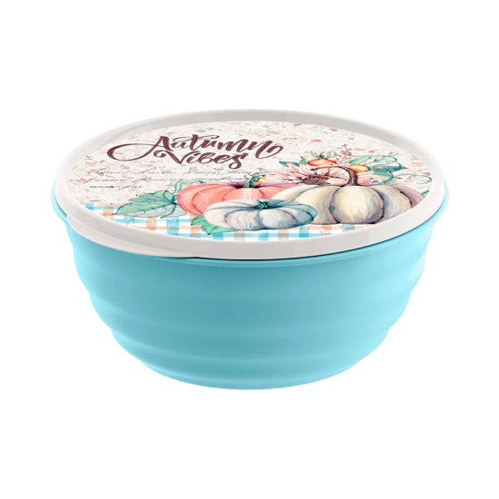 Миска "Latina" 1,1л с крышкой с декором (мятно-голубая) 223102314/02