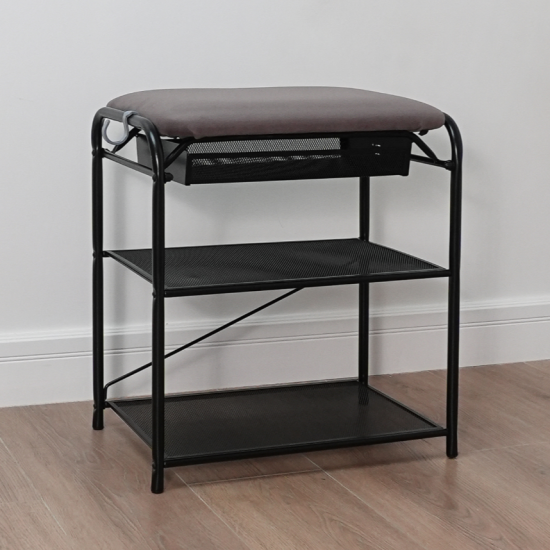 Подставка для обуви "Гранада 13В_НБК" с сиденьем и ящиком нубук (Черный) 