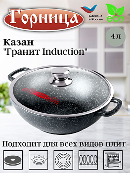 Казан 4л. 280/100 Гранит Induction лит/руч. с кр. (п/у), Икн2832аг