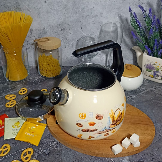 Чайник для плиты 3,0л 4с209я Хлеб слон. кость сф. со св.  Чайник для плиты 3,0л 4с209я Хлеб слон. кость сф. со св.