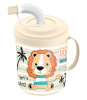 Кружка детская с крышкой, трубочкой и колпачком 300мл с декором"Львенок"(светло-бежевый)221502025/01