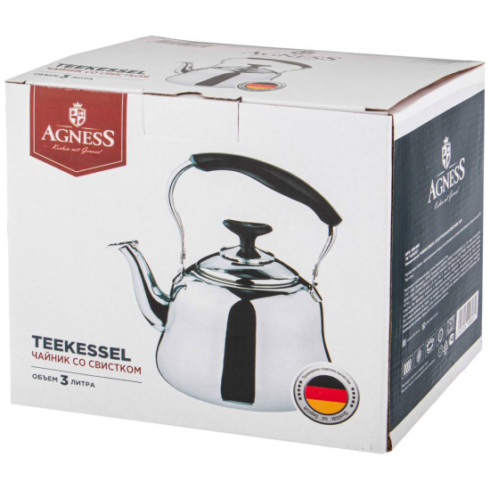ЧАЙНИК AGNESS СО ВСТРОЕННЫМ СВИСТКОМ 3 Л. (КОР=12ШТ.) (909-603)
