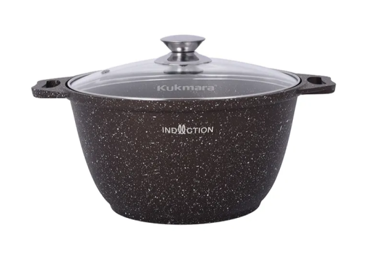 Кастрюля 3л со стекл. крышкой АП (кофейный мрамор) линия "Marble Induction" кмки33а