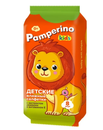 Салфетки влажные №8 Kids детские с ромашкой Mix Pamperino 72781
