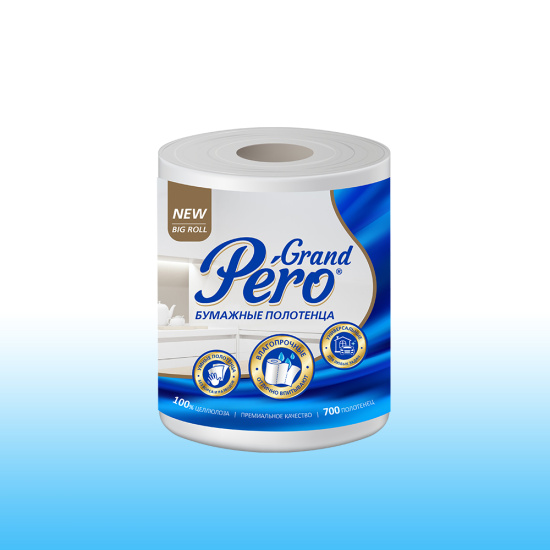 Полотенце бумажное GrandPero 70м цв. белый (3385)