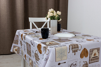 Клеенка 140см Flora Кофе и чай, кремовая арт. TPW-1236X1-S 