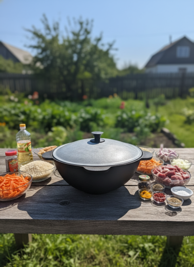 Казан чугунный 4,0л, плоское дно